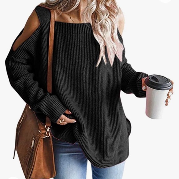 Super cute woman sweater cold shoulder oversized - Picture 2 of 10